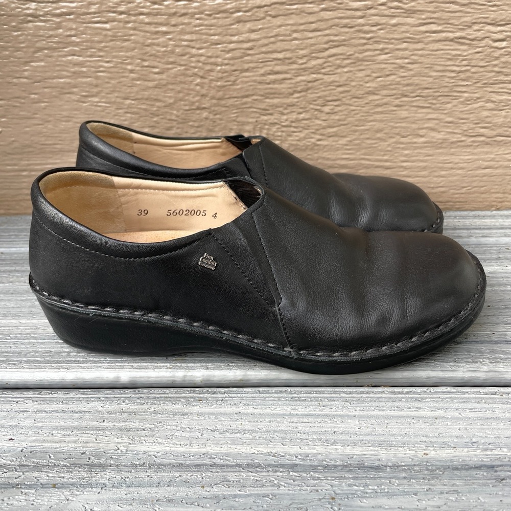 Finn Comfort Black Leather Slip on Shoes 39 Womens US 8.5 Made In Germany